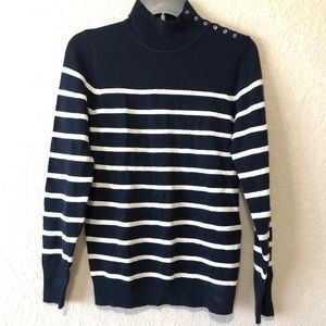 Banana Republic Navy Blue Mock Neck Wool Sweater